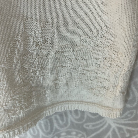 MODEDT VINTAGE WHITE SHORT SLEEVE GRANDMA SWEATER SWEET KNIT DESIGN SCALLOP L - Picture 5 of 10